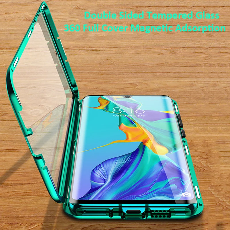 360 Full Magnetic Phone Case For Huawei P30 Pro Mate 20 X P20 NOVA 5 Double Sided Glass Metal Bumper Honor Note 10 9X 8X | Мобильные