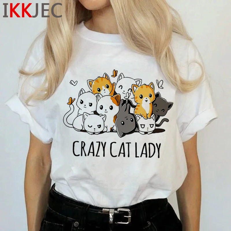 Забавная женская футболка с рисунком кота Харадзюку, Ullzang Grunge, Милая футболка, модные Графические футболки, корейский стиль, женские футболки - Цвет: 1438