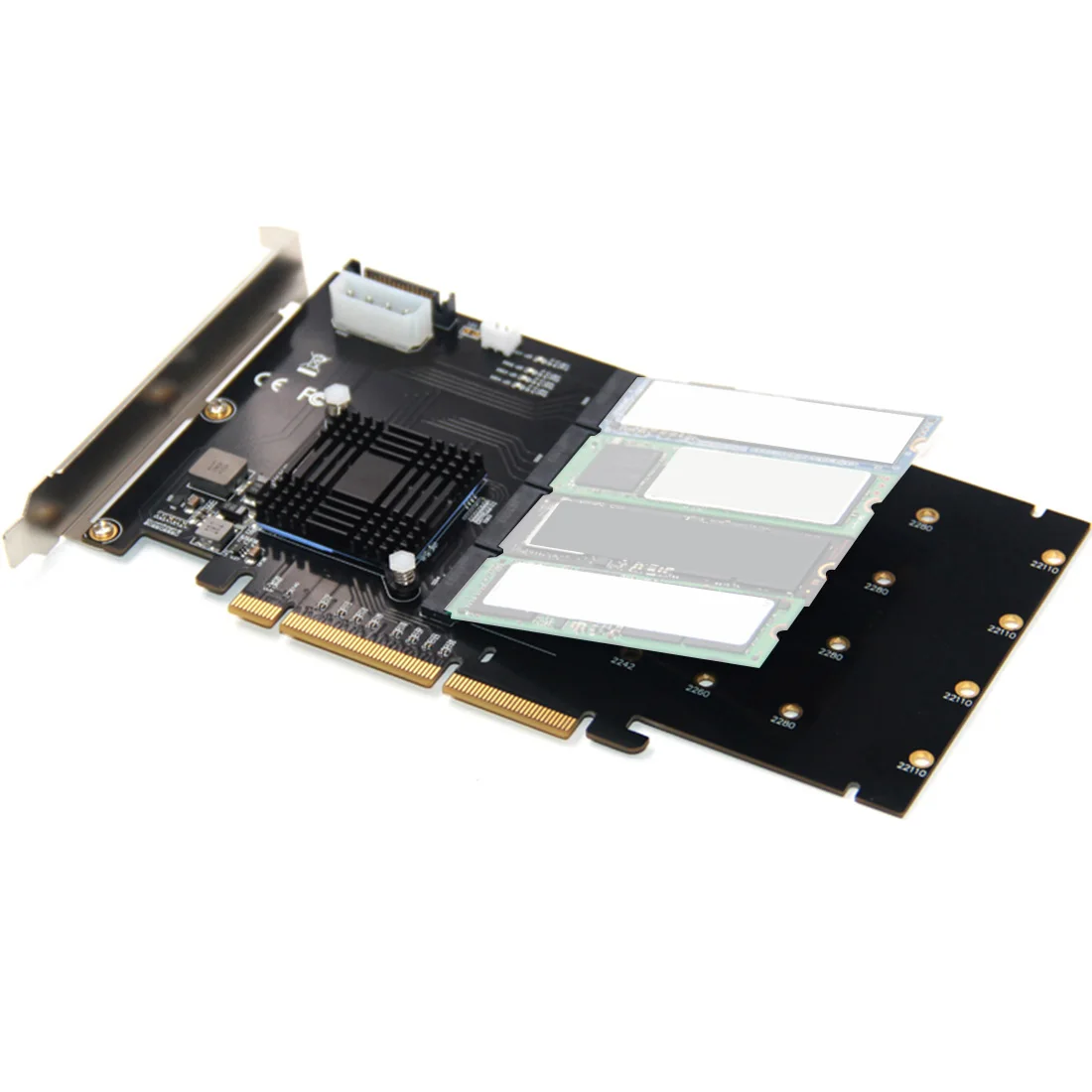 Карта адаптера XT-XINTE 215*125 мм PCI-E LM313 8X/16X до 4P M.2 (Протокол PCIe) Райзер-карта для NVME 2242