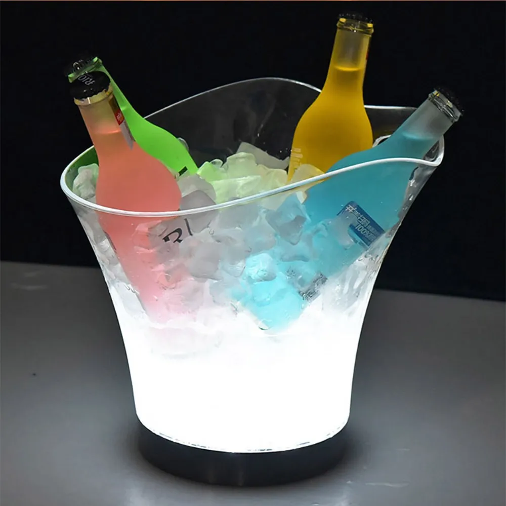 

New LED Rechargeable Ice Bucket 5.5L Wine Whisky Ice Cooler Colors Changing Champagne Wine Buckets For Party Home Bar Nightclub