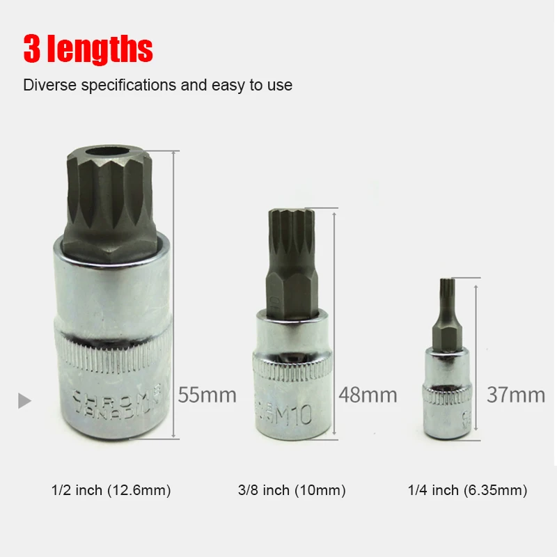 Набор головок с тройным квадратным сплавом 10 шт. 12 точек сталь S2 4 мм 18 LG66|Наборы