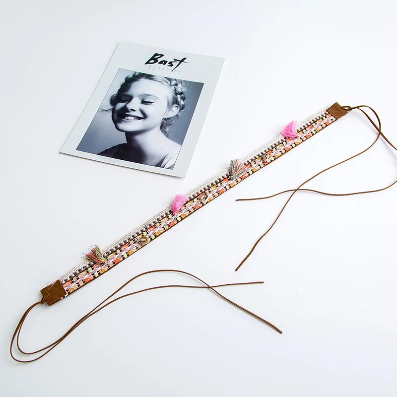 

Bohemian Style Indian Style Unique National Style Waistband Strap Hat Band Headband Free Size PU and Tassel