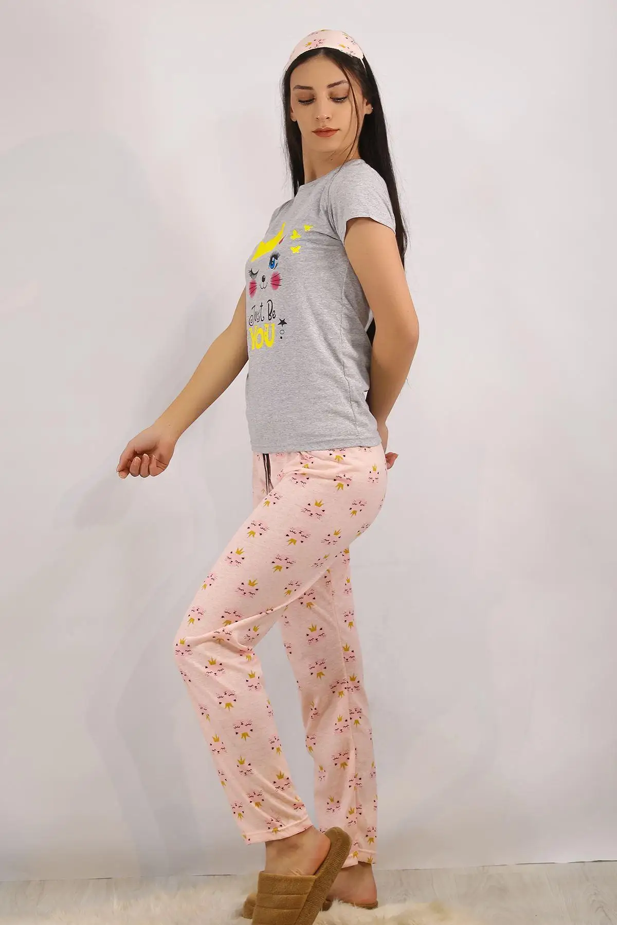 

Printed Pajamas Sets Sweatproof Comfortable Fabric Good Sleep Vivid Colors Durable Healthy Sleep Comfortable Collar