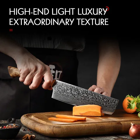 HEZHEN 7-дюймовый нож Nakiri, настоящий 67-слойный дамасский супер стальной нож для резки мяса, рыбы, овощей, острое лезвие, кухонный нож для повара