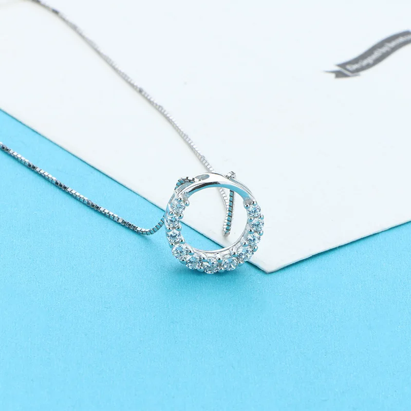 Ожерелье из серебра 925 пробы с круглым кристаллом | Украшения и аксессуары