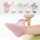 Носки для девочек и мальчиков 5 пар, тонкие сетчатые хлопковые дышащие, с мультяшным дизайном, для детей, весна-лето 2021