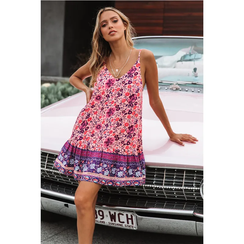 Hirigin женское модное пикантное мини-платье с запахом в стиле бохо цветочным