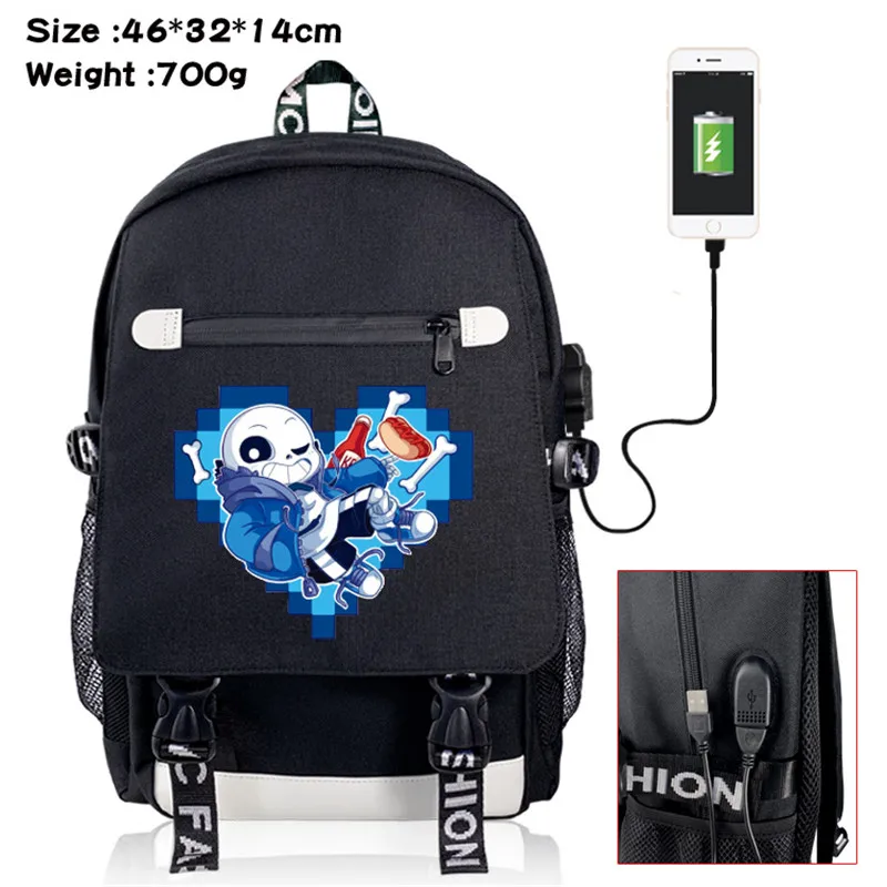 Рюкзак с usb-портом Undertale San Skull дорожный рюкзак для ноутбука школьный на плечо
