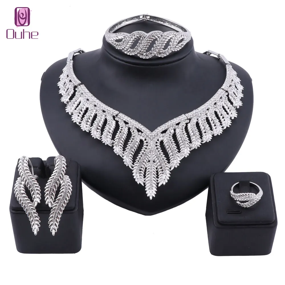 Три тона Дубай Свадебный Кристалл Ювелирные наборы для женщин Африканский