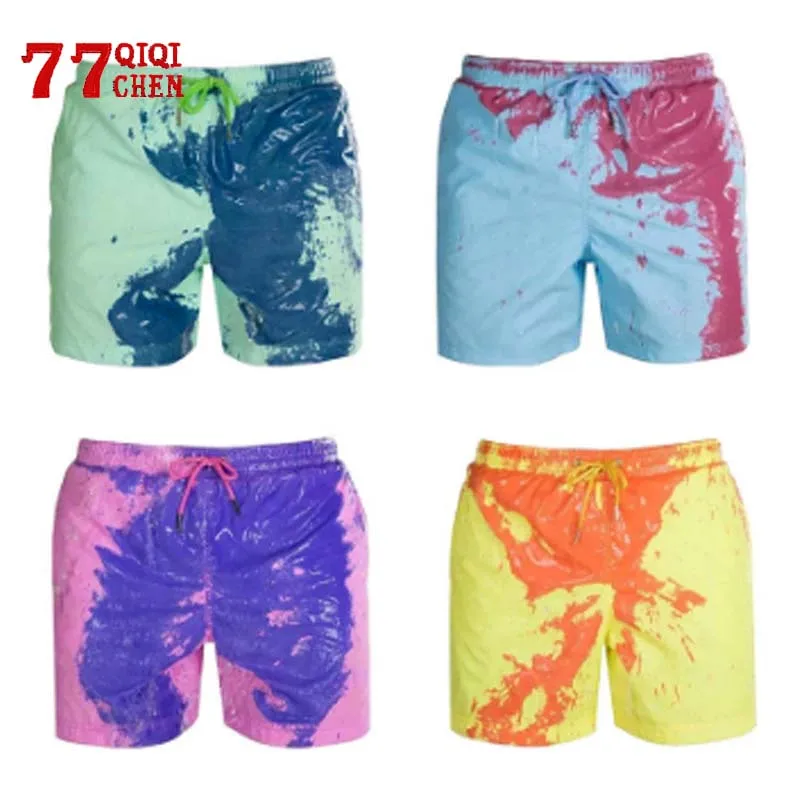 

Men's Color-changing Board Shorts Surf Swimwear Beach Quick Dry Swimming Discoloration Trunks Shorts Outdoor Summer Short Pant