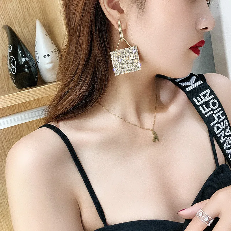 FYUAN серьги-капли геометрической формы с кристаллами для женщин блестящие золотые