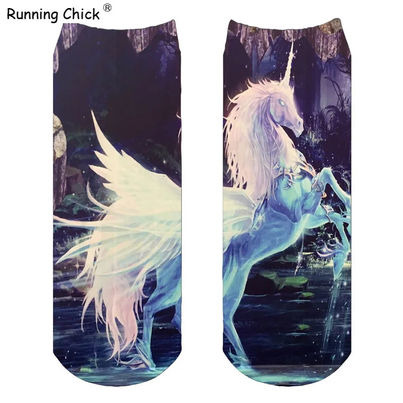 Бегущий цыпленок Единорог лес Inbetweening женский 2018|socks women|socks printsocks sock |