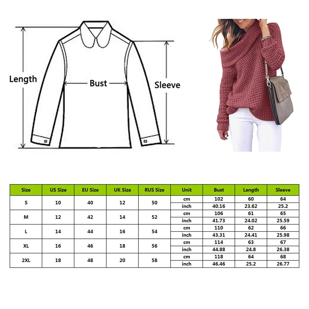 

2020 Women Loose Warm Sweaters 2019 Autumn Winter Sexy Off Shoulder Knitted Pull Elasticity Female Pullovers Plus Size 2XL