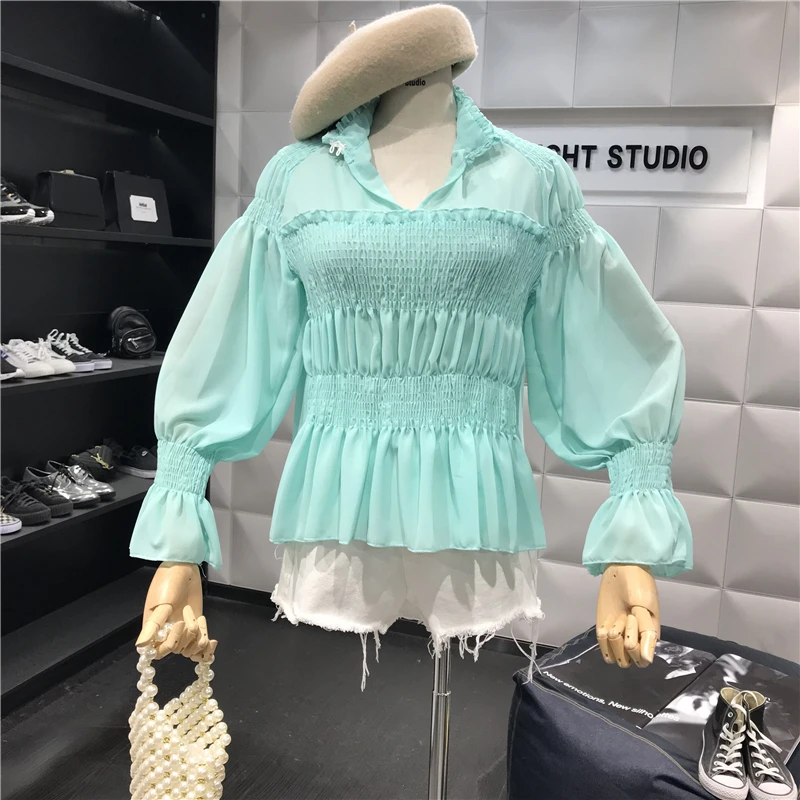 Шифоновая футболка с длинными рукавами для беременных фиолетовая белая