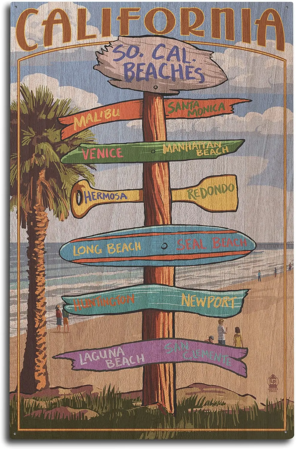 

Lantern Press Southern California Beaches, Destinations Sign 43343 (10x15 Wood Wall Sign, Wall Decor Ready to Hang)