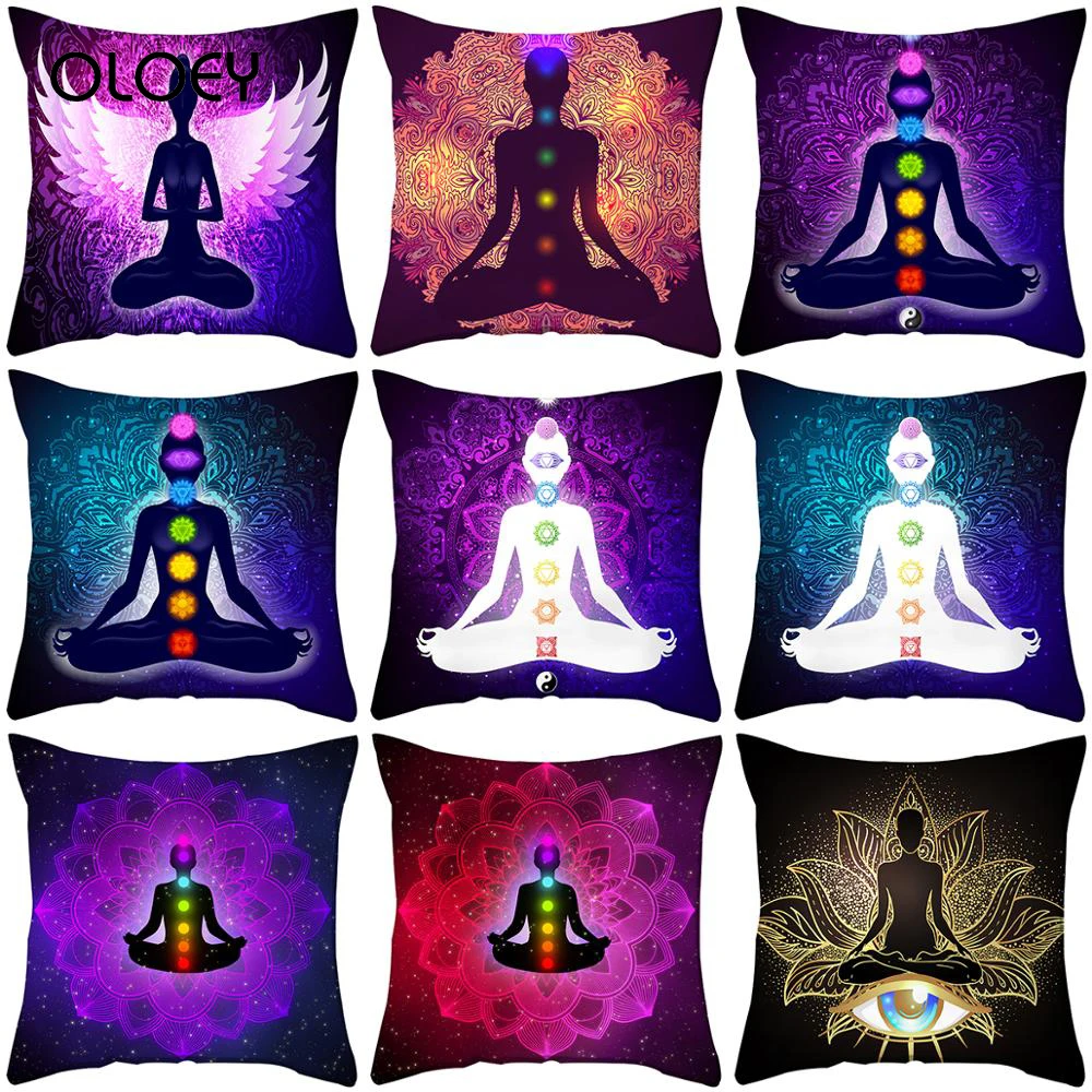 45*45 см наволочка для украшения дома Йога/Фатима ручная печать чехол подушки в