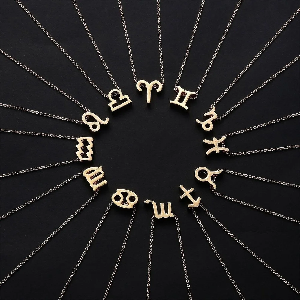 QIAMNI Знак зодиака ожерелье ювелирные изделия подарок на день рождения для женщин