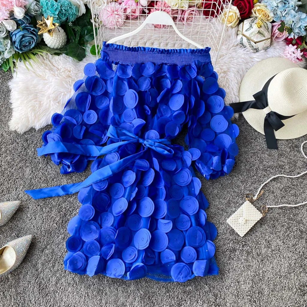 Женское летнее платье с открытыми плечами повседневное свободное в горошек