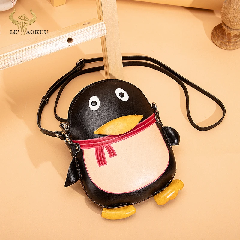 

2021 Quality Leather Luxury Designer Women Mini Purse Handbag Ladies Over The Shoulder Satchel Bag Cute Animal 6" Phone Pouch