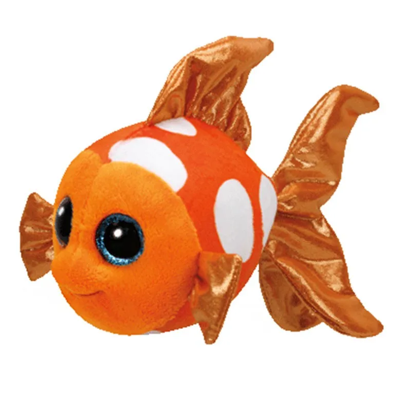 

15CM Ty Beanie Boos Big Eyes Orange Goldfish Plushie Cute Stuffed Animal Toys Super Soft Bedside Doll Decor Child Birthday Gift