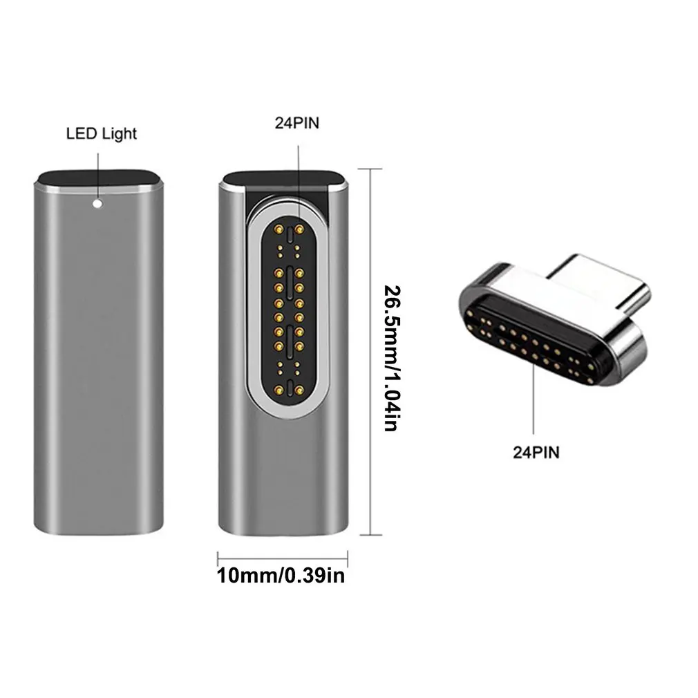 

Magnetic Type-c Adapter Computer Side Plug New Elbow 24-pin Full-featured PD Flash Charging Transmission