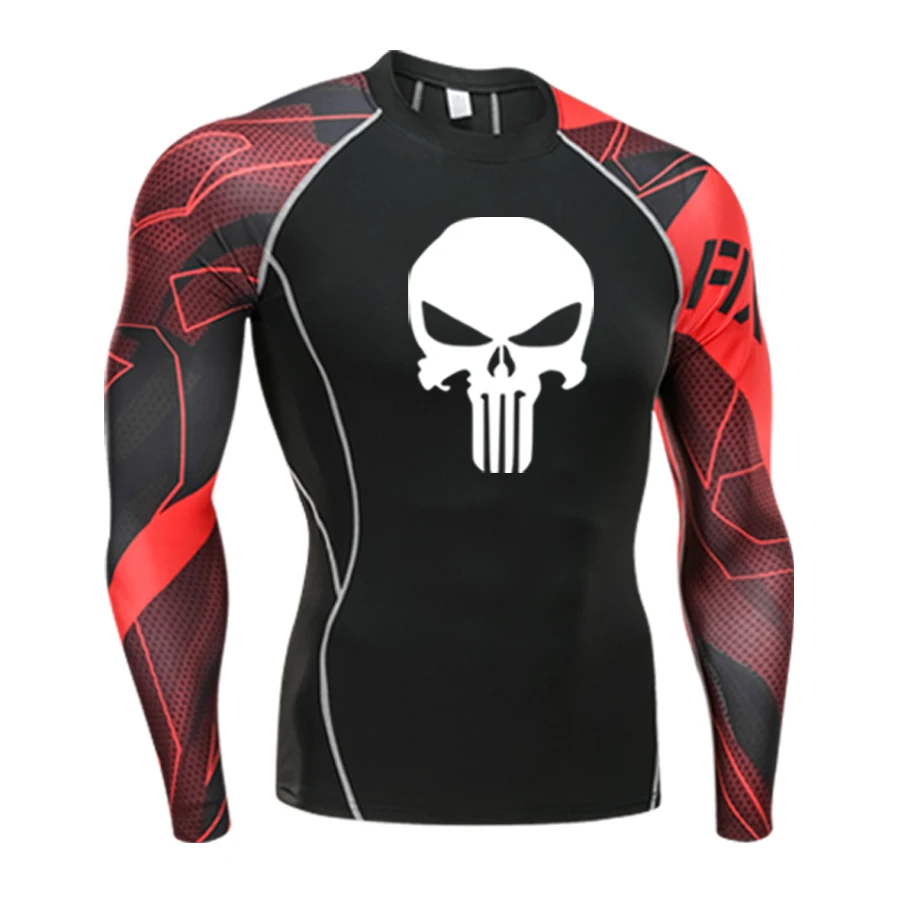 

New High Quality 3D Skeleto Print Running Shirt Men Jogging T-Shirt Long Sleeve Compression Clothes Gym Fitness Tight Sweatshirt