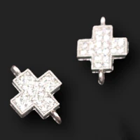 10pcs handmade rhinestone 3d christian cross connectors retro earrings bracelet metal accessories diy charms jewelry findings