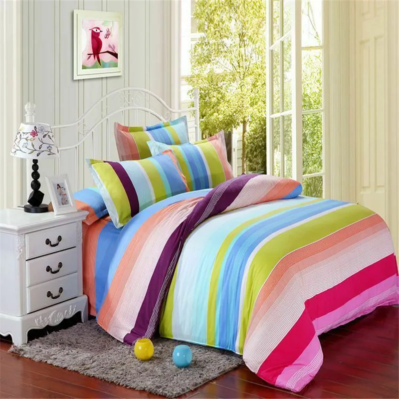 2Colours New Arrival 4 Pcs All Size Duvet Cover with Pillow Case Quilt Cover Bedding Set Single Double King