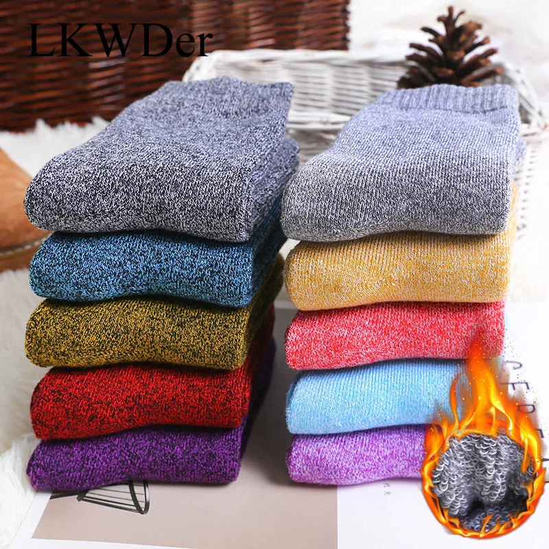 5 пар зимние женские утепленные шерстяные кашемировые носки для снежной погоды |