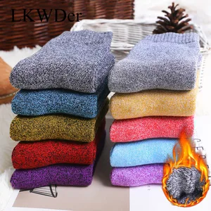 5 пар зимние женские утепленные шерстяные кашемировые носки для снежной погоды