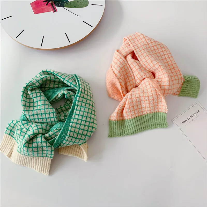 Шарф детский зимний теплый в клетку стиле пэчворк 2021 От 2 до 15 лет |