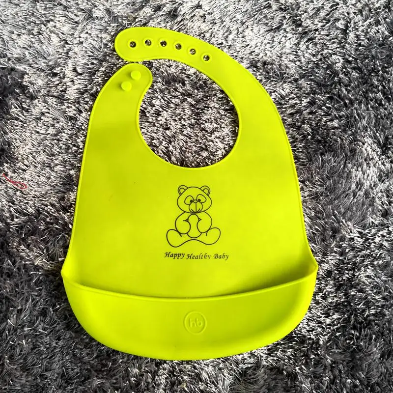 New Green Bear Силиконовые детские нагрудники Водонепроницаемый нагрудники Силиконовые Слюнявчики для кормления младенцев Слюнявчики для детей Self забота о кормлении - Цвет: New Green Bear
