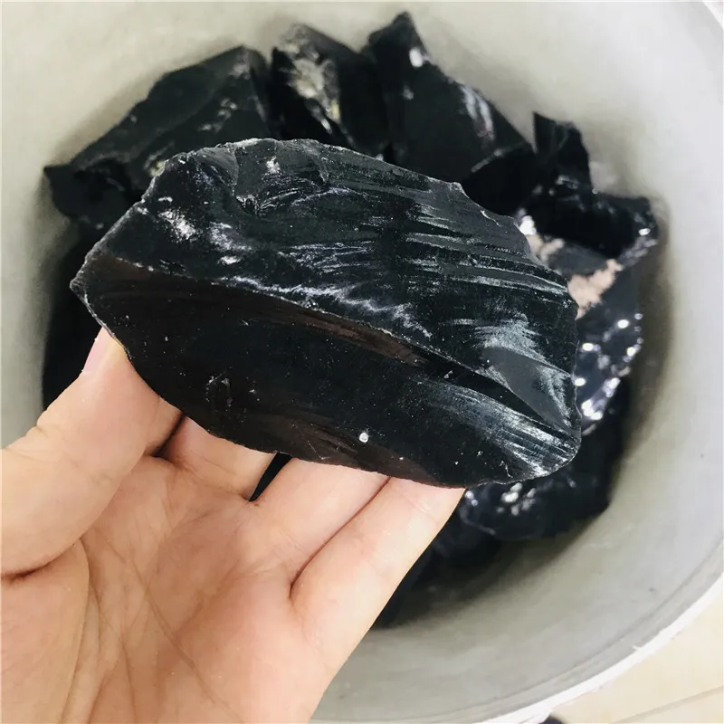 150-200 г натуральные Необработанные черные обсидиановые кварцевые камни Грубый