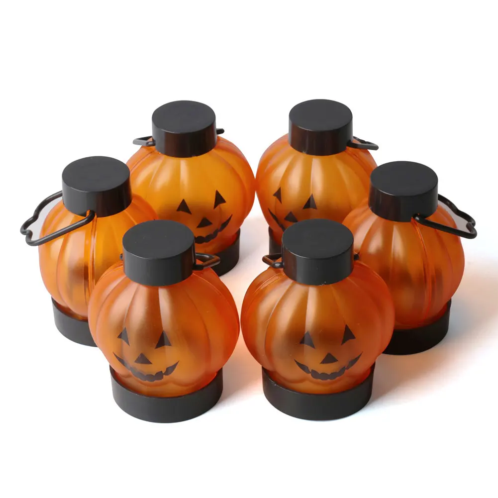 

6pcs For Halloween Decoration Kids Battery Operated Safe Electronic Lantern Bar Simulation Pumpkin Lamp Grimace Prop Flameless