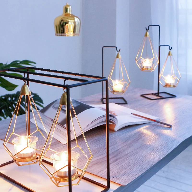 

Nordic Style Candle Holders Modern Iron Gold Plated Candle Holders Candlestick Geometric Kerzenhalter Decor Table Basse