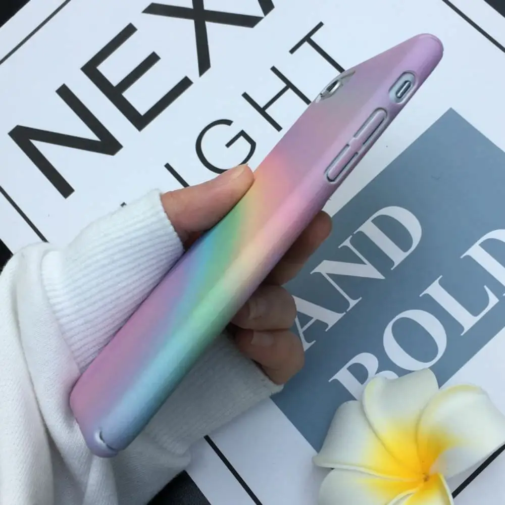 Радужный градиентный телефонный чехол для iPhone X Xr Xs Max цветной бампер 7 8 6 6S Plus