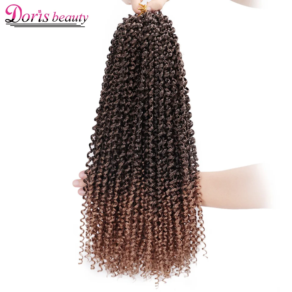

Doris beauty Ombre Passion Twist Crochet Hair 18inch Long Crochet Braiding Hair Extension Synthetic Bohemian Braids Black Hair