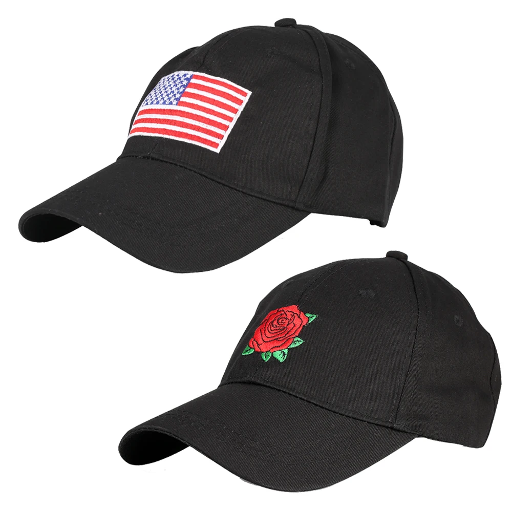 Черная бейсболка Американский цветок флаги вышивка Кепка s мотоцикл мужская Gorras