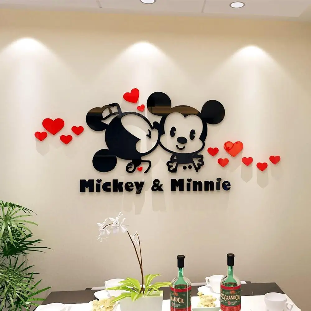 Микки и Минни Маус мультфильм Diy Хрустальная мозаика настенная наклейка в виде вышивки рукоделие для домашнего декора - Цвет: I-red love