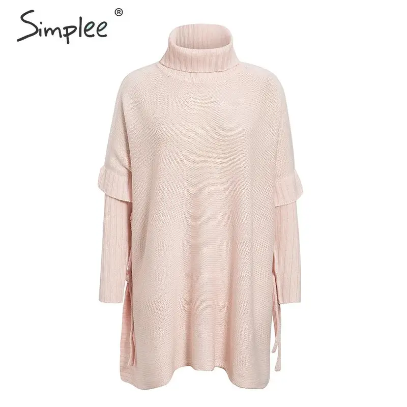 Simplee водолазка женский свитер плащ летучая мышь рукав осень зима пуловер с