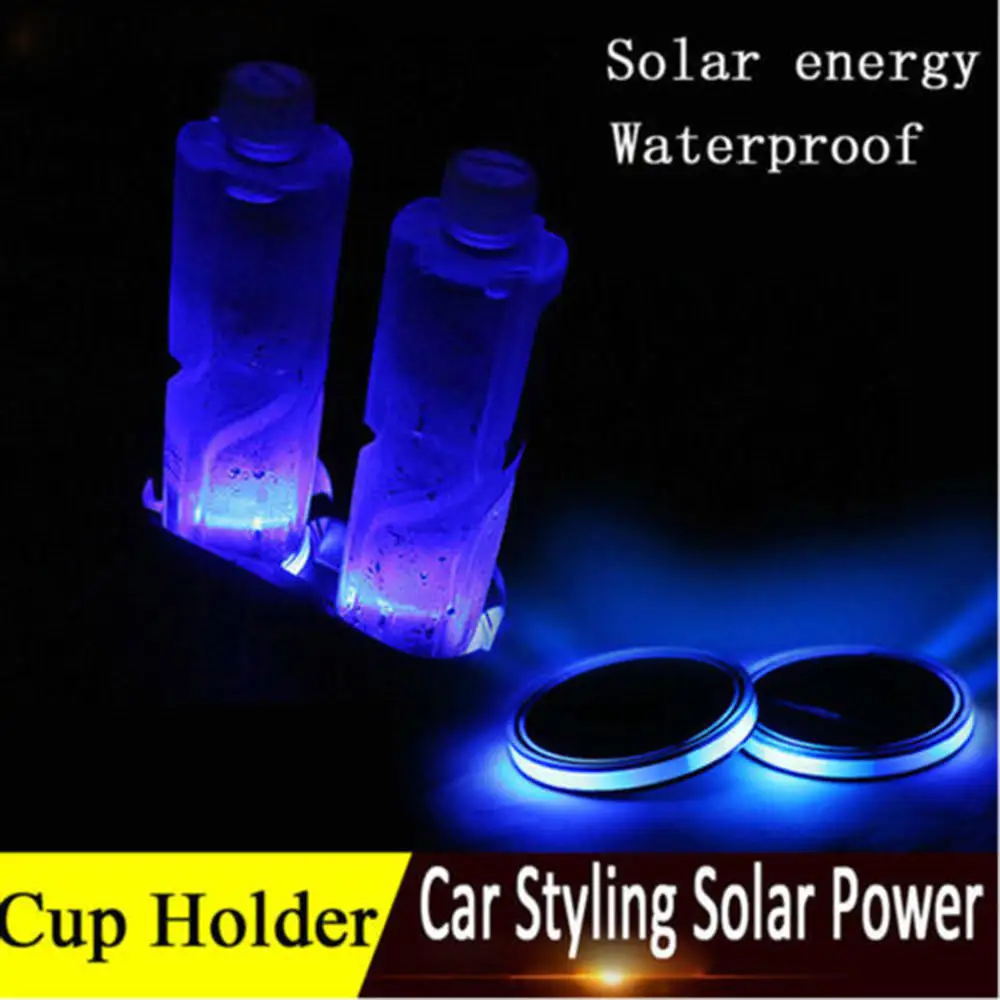 

Universal Solar Cup Holder Bottom Pad LED Light Cover Trim Atmosphere Lamp Solar Coaster