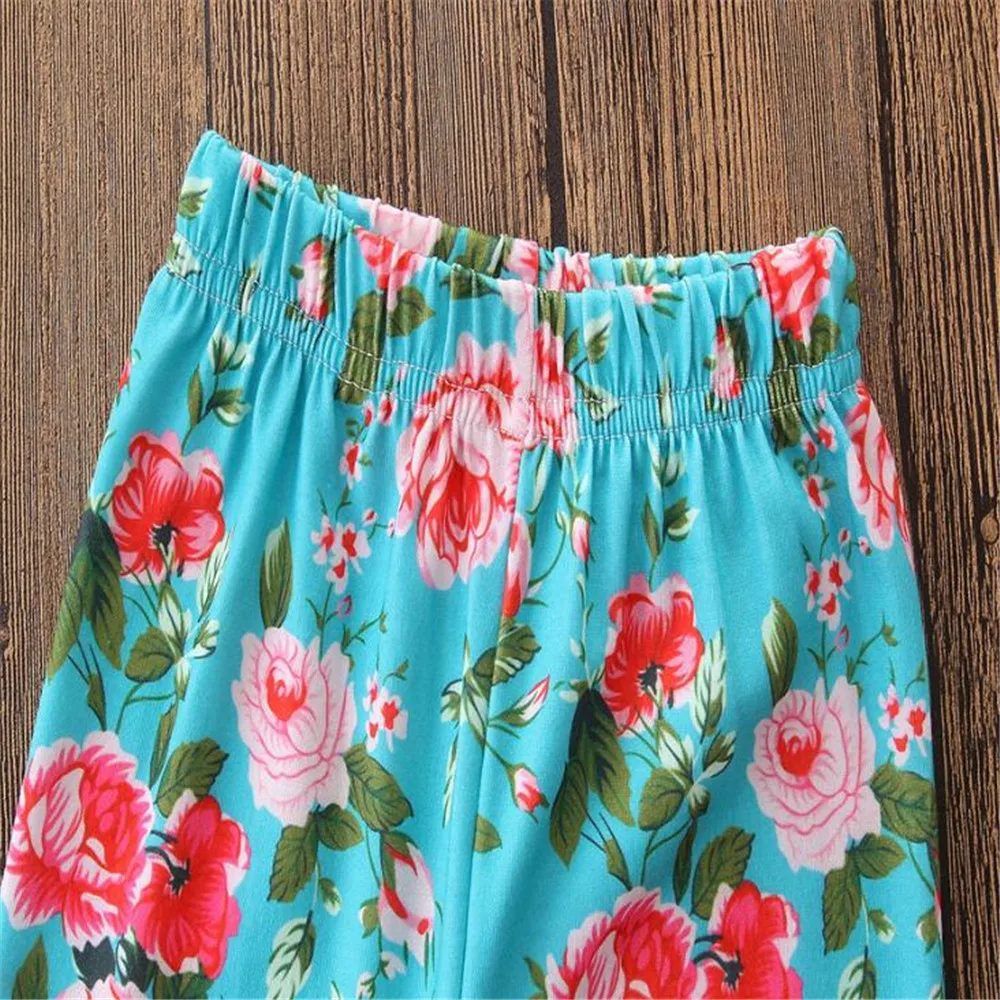 Осенний комплект для девочек необычная рубашка брюки с цветочным рисунком