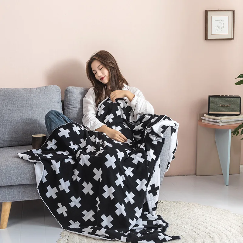

Baby Knitted Blanket Pure Cotton Cross Plus Pattern Spring and Autumn Summer Air Conditioning Blanket Top Quality JJ202104002