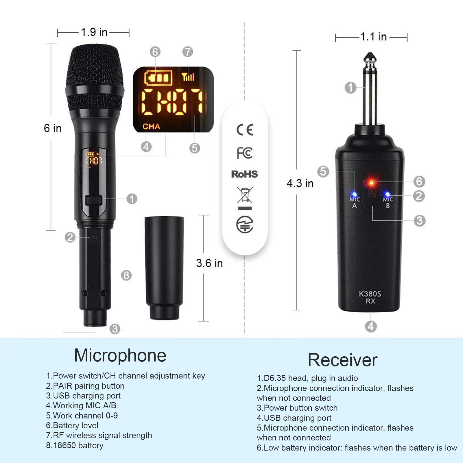 

High Quality Professional Performance Wireless Microphone FM Dynamic Mic For Live Vocals Karaoke Stage KTV Accessory dropship