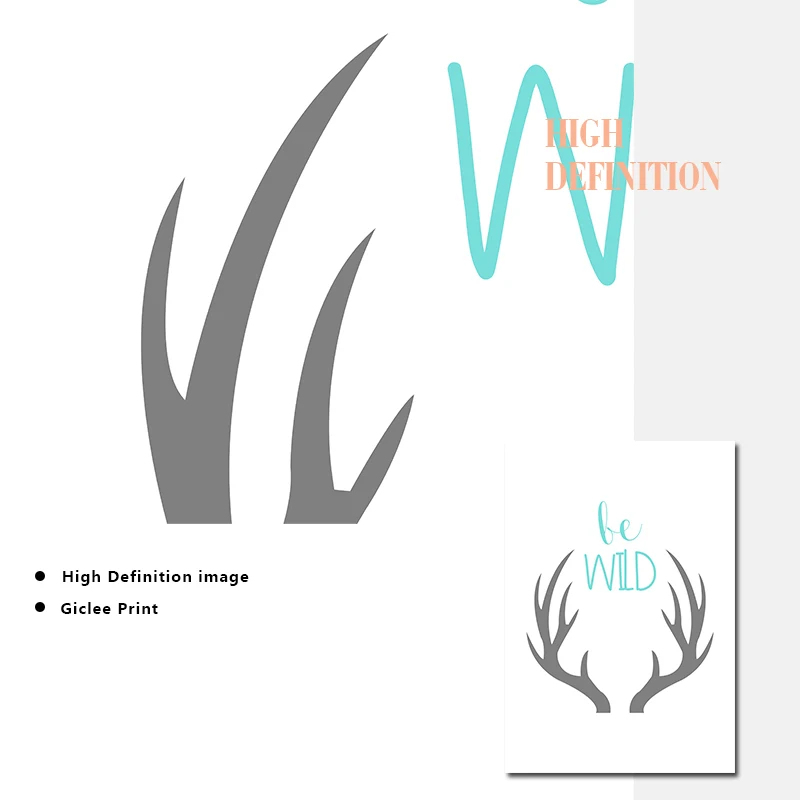 Синий плакат для детской комнаты племя оленьи рога печать на холсте