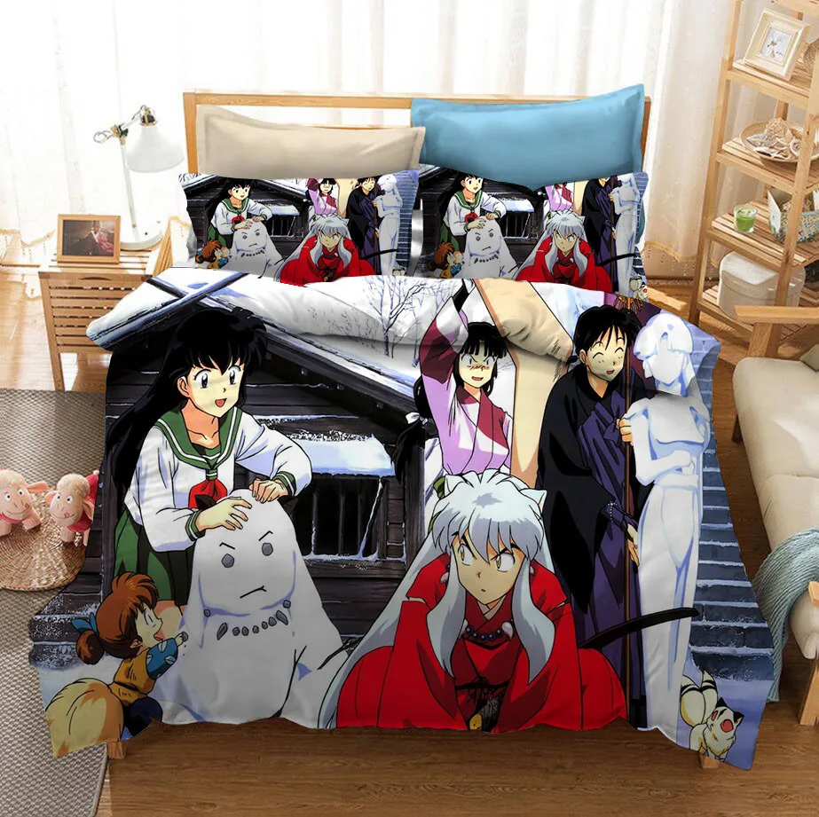 

Anime Funny Figure Inuyasha 3D Printed Bedding Set Duvet Covers Queen King Size Pillowcases Comforter Bedclothes Bed Linen