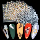 3D буквы, наклейки для ногтей, черные и золотые листья, слайдеры, осенний дизайн, наклейка, Русские слова, татуировки для маникюра