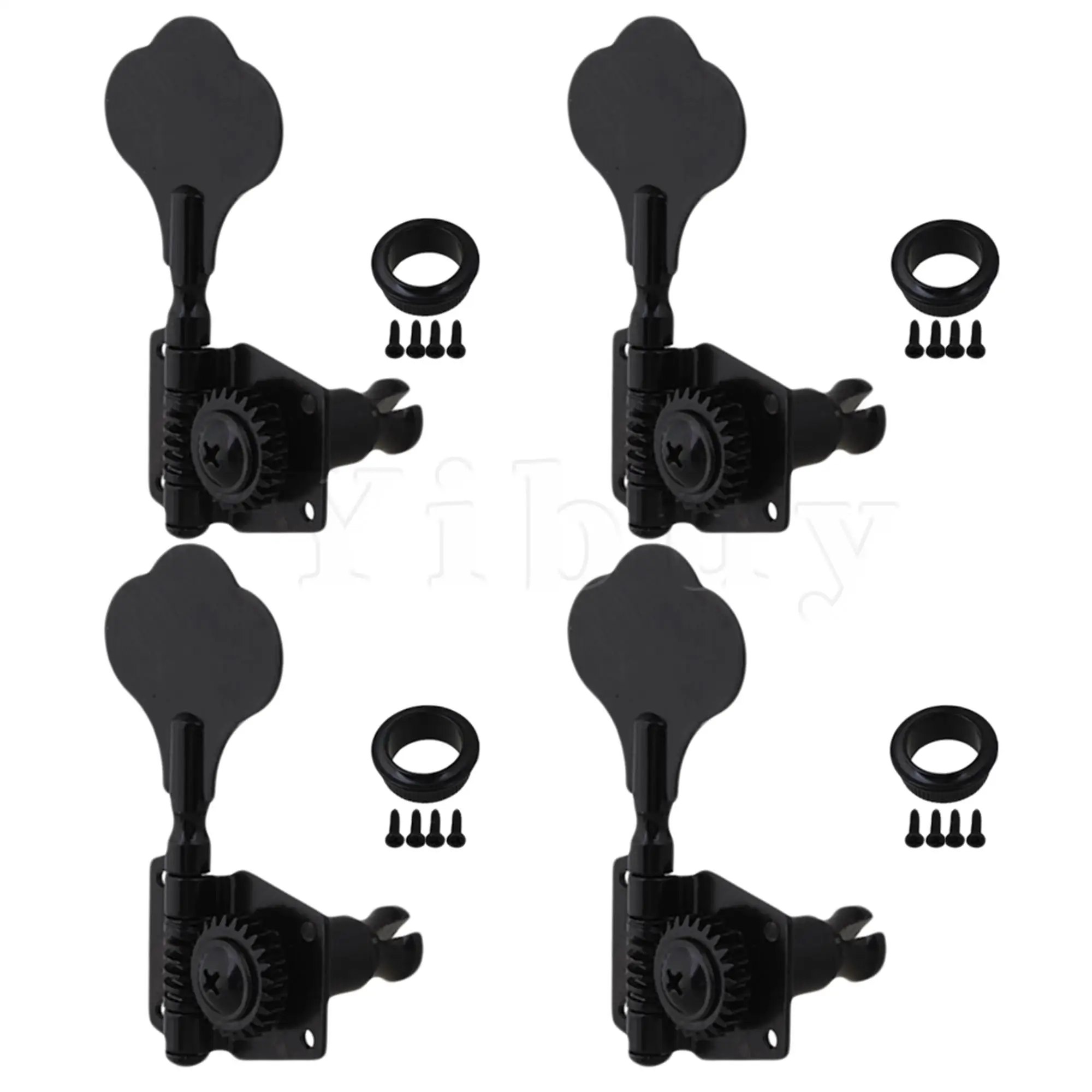 Винтажная открытая головка для бас-гитары Yibuy черная никелевая 4 головки