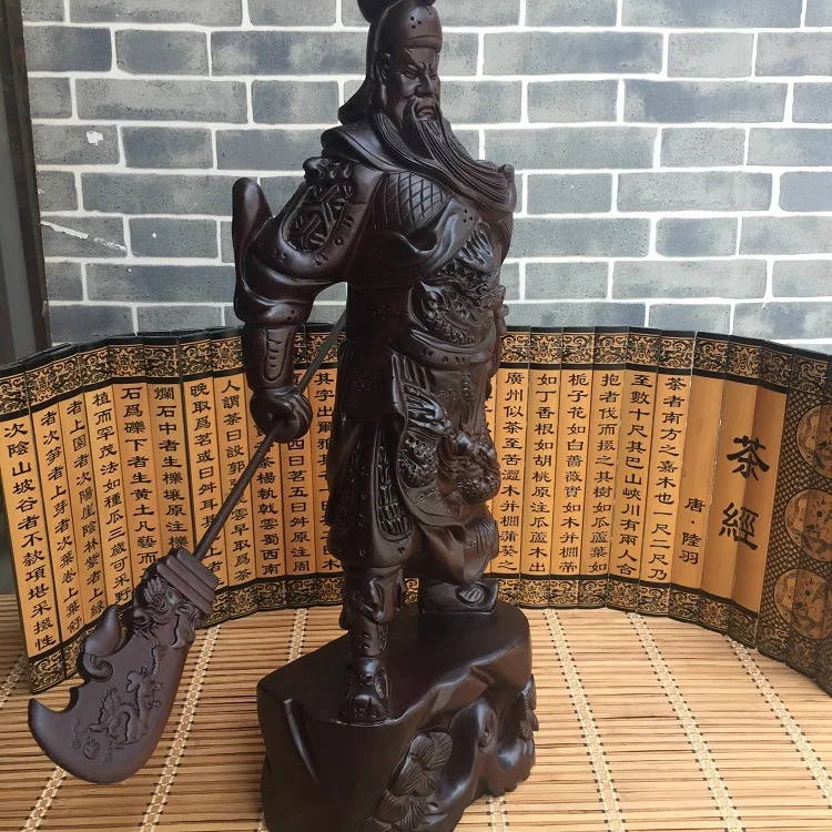 Статуя будды Guangong черная украшение для стола в гостиной из красного дерева