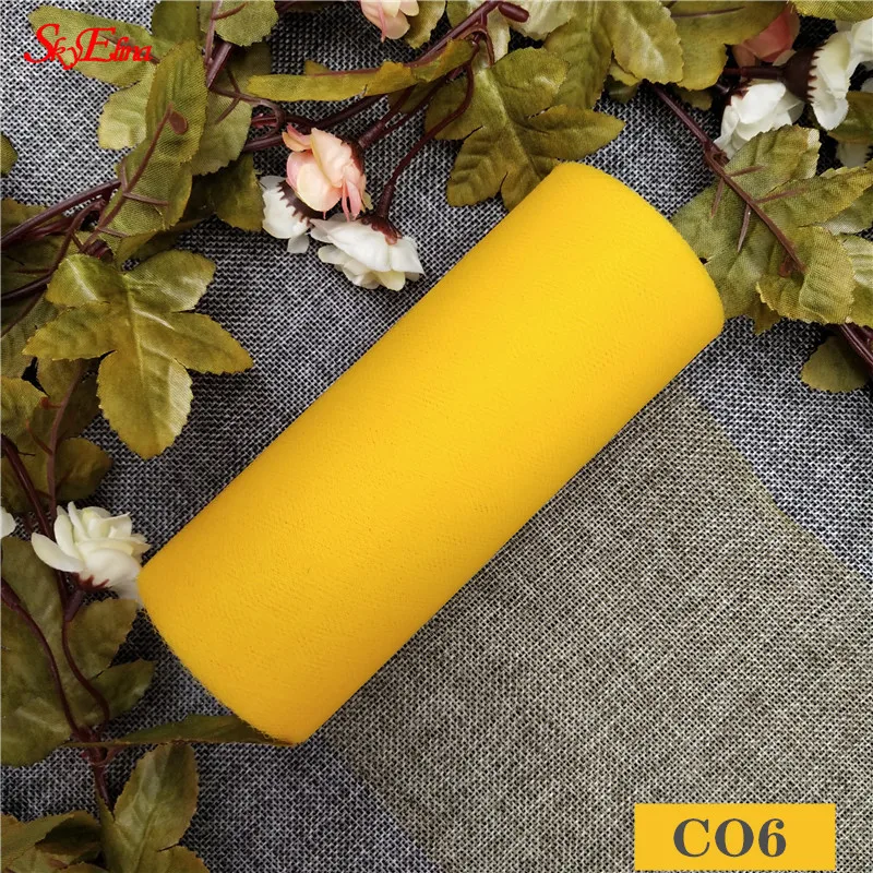 C06 Gold Белый розовый синий тюль рулонная катушка пачка 25 ярдов стол Сделай Сам юбка День рождения Свадебная вечеринка украшения Тюль органза в рулоне поставки 6Z - Цвет: C06 Gold
